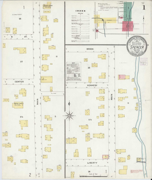 Spencer New York 1908 - Fire Insurance Index - Old Map Reprint