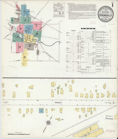 Springville New York 1912 - Fire Insurance Index - Old Map Reprint