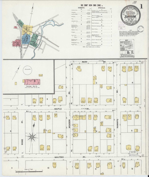 Suffern New York 1902 - Fire Insurance Index - Old Map Reprint