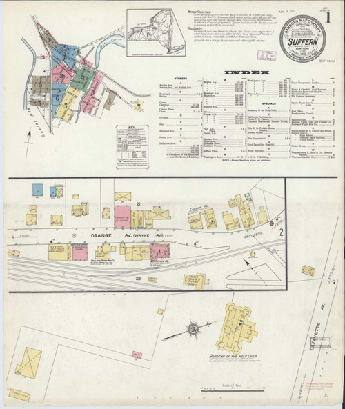Suffern New York 1913 - Fire Insurance Index - Old Map Reprint