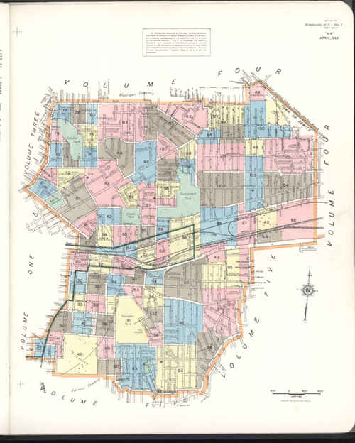 Syracuse New York 1953 V1 - Fire Insurance Index - Old Map Reprint