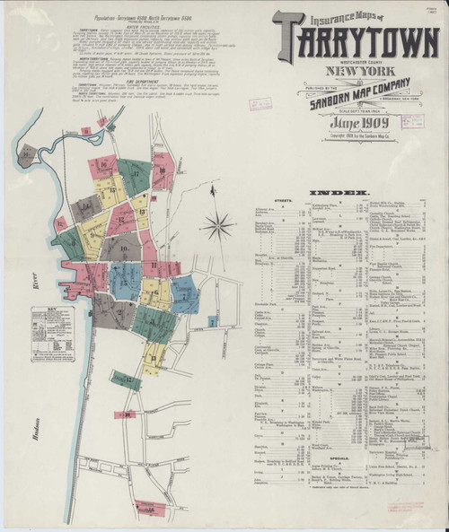 Tarrytown New York 1909 - Fire Insurance Index - Old Map Reprint
