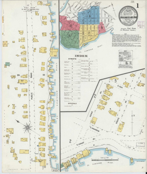 Thousand Island Park New York 1905 - Fire Insurance Index - Old Map Reprint
