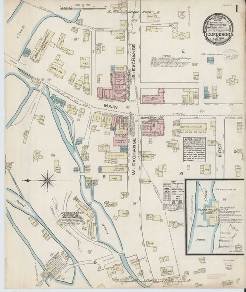 Ticonderoga New York 1884 - Fire Insurance Index - Old Map Reprint