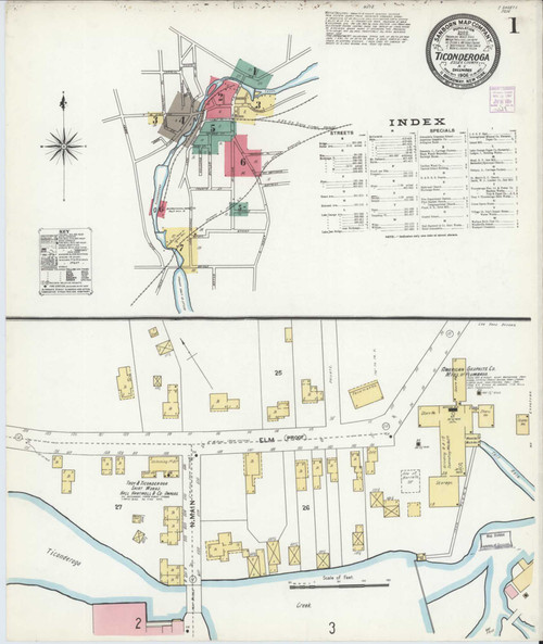 Ticonderoga New York 1906 - Fire Insurance Index - Old Map Reprint