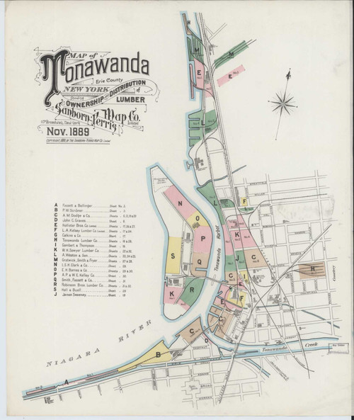 Tonawanda New York 1889 - Fire Insurance Index - Old Map Reprint