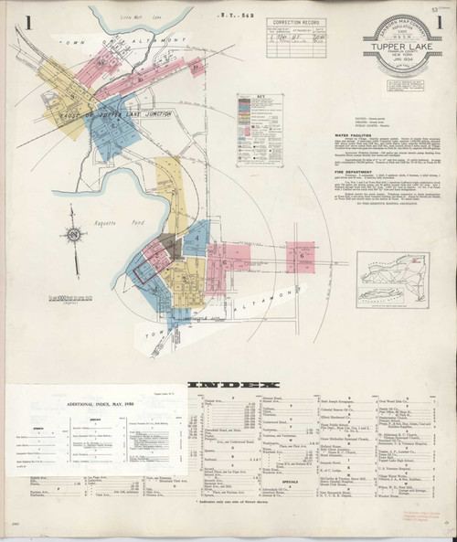 Tupper Lake New York 1950 - Fire Insurance Index - Old Map Reprint
