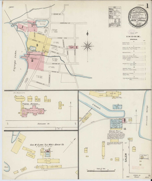 Union Springs New York 1887 - Fire Insurance Index - Old Map Reprint