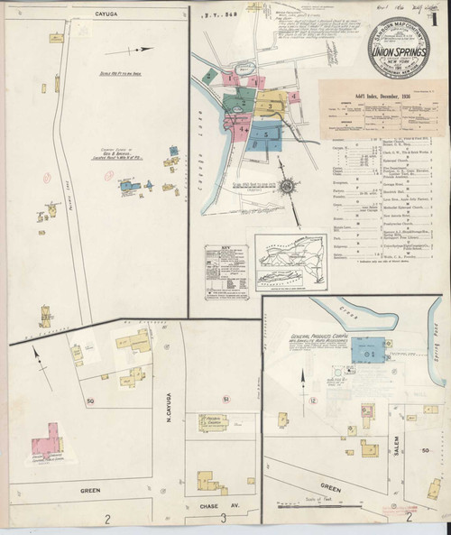 Union Springs New York 1936 - Fire Insurance Index - Old Map Reprint