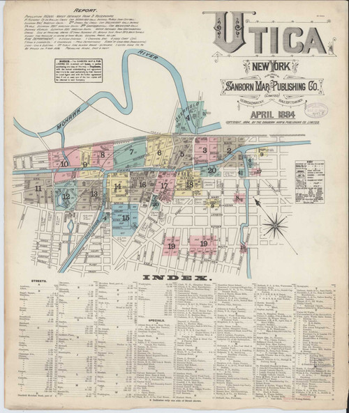Utica New York 1884 - Fire Insurance Index - Old Map Reprint