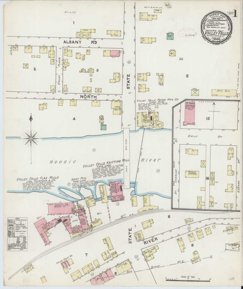 Valley Falls New York 1891 - Fire Insurance Index - Old Map Reprint