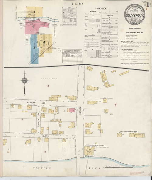 Valley Falls New York 1933 - Fire Insurance Index - Old Map Reprint