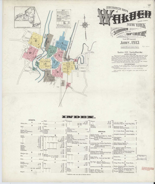 Walden New York 1913 - Fire Insurance Index - Old Map Reprint