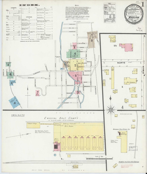 Warsaw New York 1897 - Fire Insurance Index - Old Map Reprint