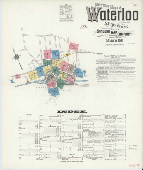 Waterloo New York 1911 - Fire Insurance Index - Old Map Reprint