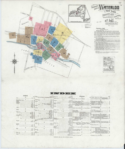 Waterloo New York 1918 - Fire Insurance Index - Old Map Reprint