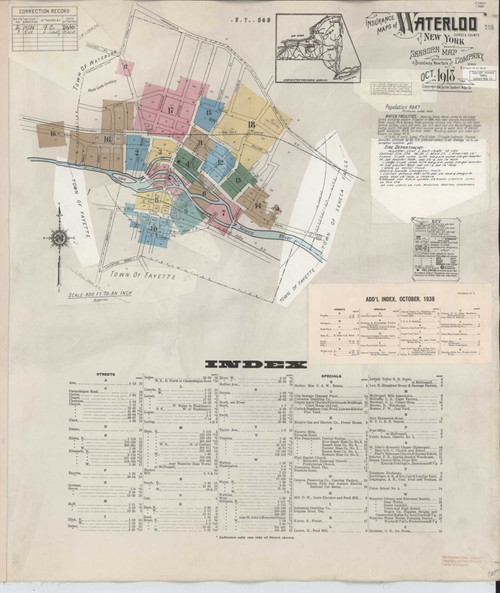 Waterloo New York 1948 - Fire Insurance Index - Old Map Reprint