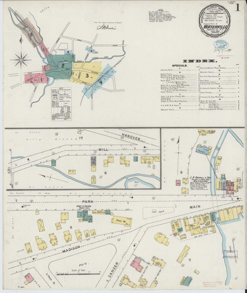 Waterville New York 1894 - Fire Insurance Index - Old Map Reprint