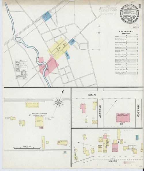 Westfield New York 1891 - Fire Insurance Index - Old Map Reprint