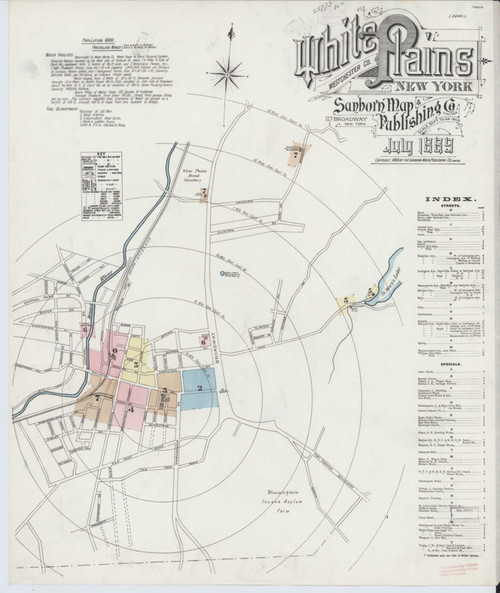 White Plains New York 1889 - Fire Insurance Index - Old Map Reprint