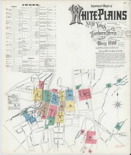 White Plains New York 1900 - Fire Insurance Index - Old Map Reprint