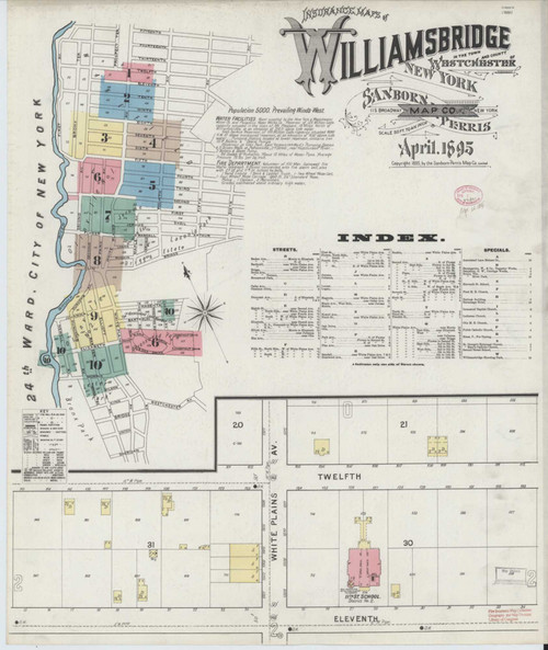Williamsbridge New York 1895 - Fire Insurance Index - Old Map Reprint