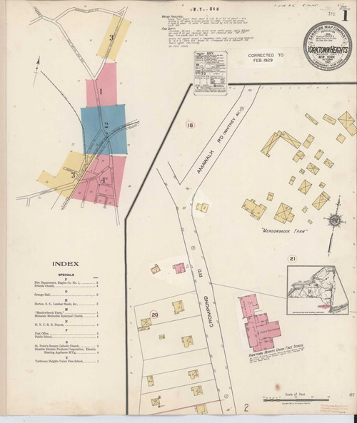 Yorktown Heights New York 1929 - Fire Insurance Index - Old Map Reprint
