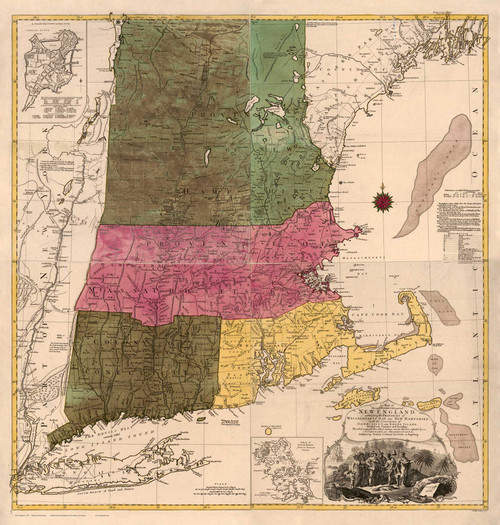 New England 1776 Old Map Reprint - Lotter - Color