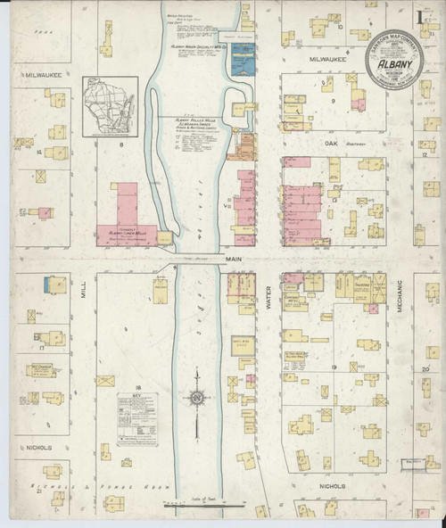 Albany Wisconsin 1912 - Fire Insurance Index - Old Map Reprint