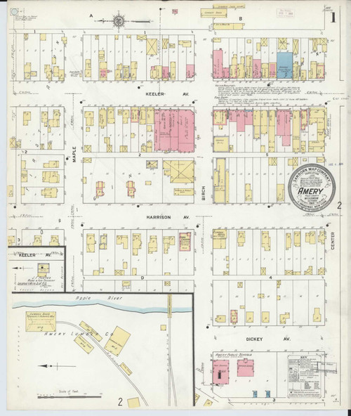 Amery Wisconsin 1911 - Fire Insurance Index - Old Map Reprint