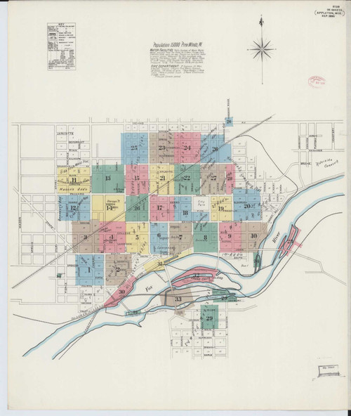 Appleton Wisconsin 1895 - Fire Insurance Index - Old Map Reprint
