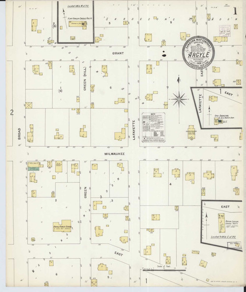 Argyle Wisconsin 1908 - Fire Insurance Index - Old Map Reprint