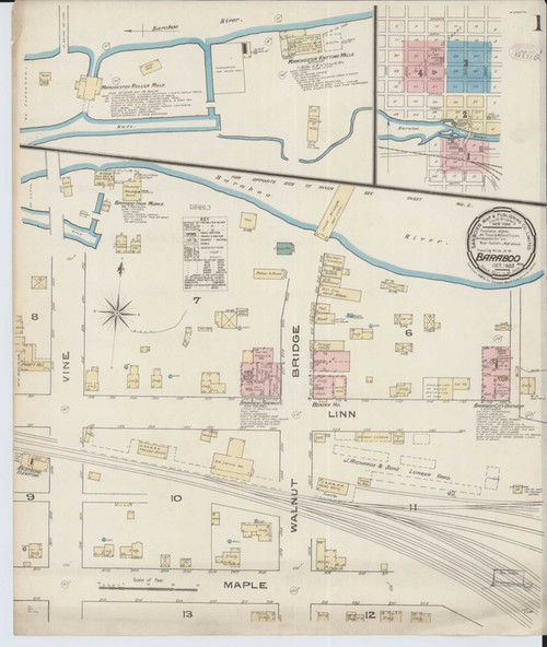 Baraboo Wisconsin 1885 - Fire Insurance Index - Old Map Reprint