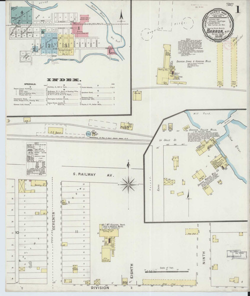Barron Wisconsin 1894 - Fire Insurance Index - Old Map Reprint
