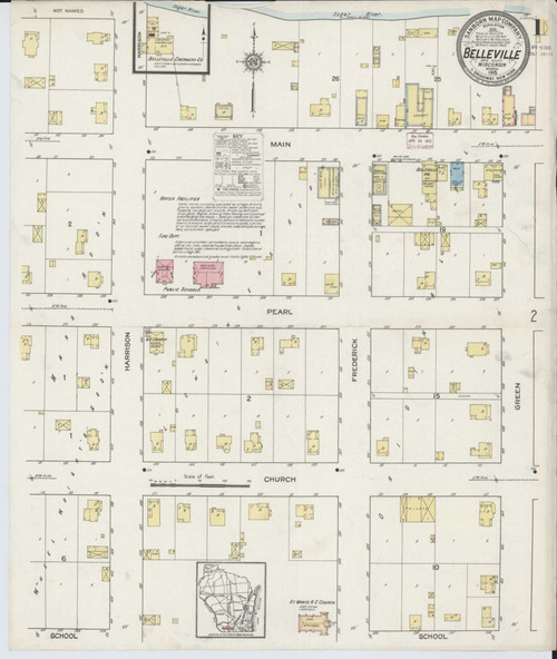 Belleville Wisconsin 1915 - Fire Insurance Index - Old Map Reprint