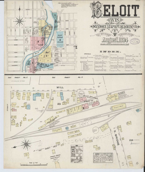 Beloit Wisconsin 1884 - Fire Insurance Index - Old Map Reprint