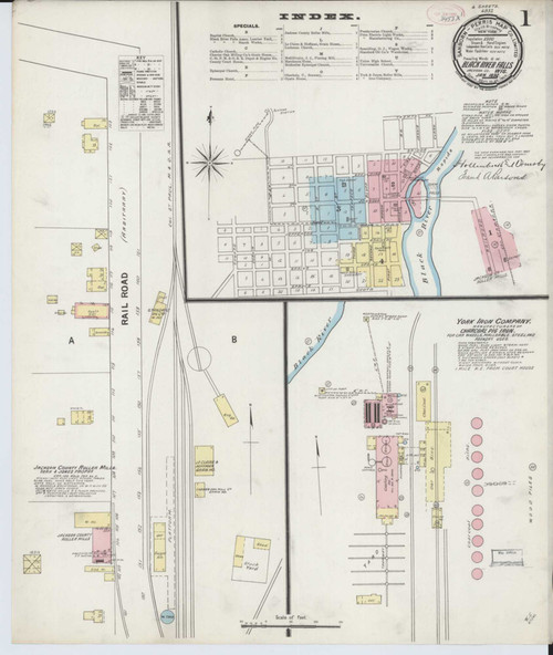 Black River Falls Wisconsin 1892 - Fire Insurance Index - Old Map Reprint
