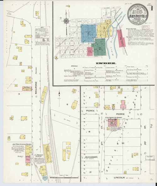Black River Falls Wisconsin 1909 - Fire Insurance Index - Old Map Reprint