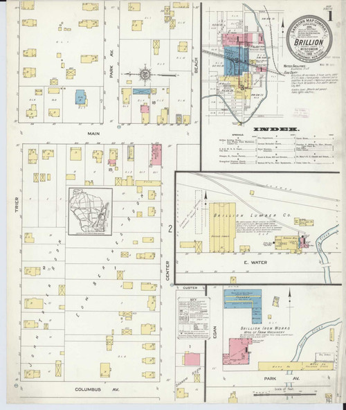 Brillion Wisconsin 1913 - Fire Insurance Index - Old Map Reprint