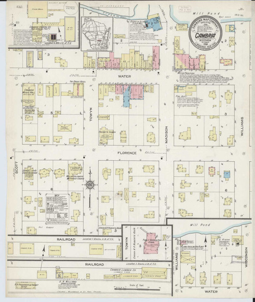Cambria Wisconsin 1914 - Fire Insurance Index - Old Map Reprint