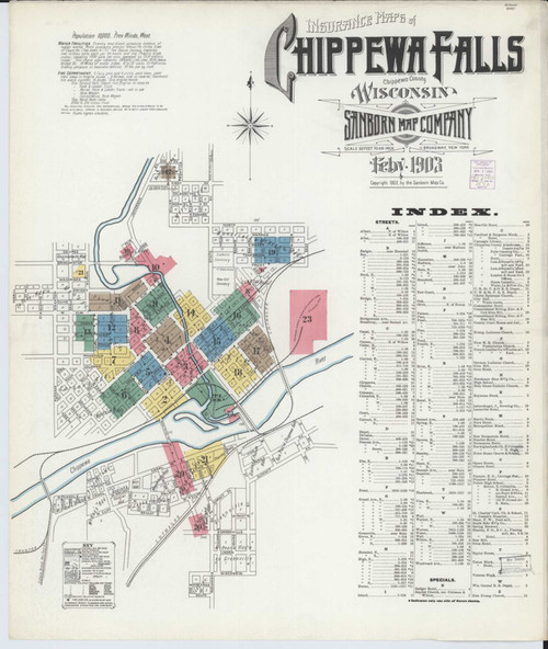 Chippewa Falls Wisconsin 1903 - Fire Insurance Index - Old Map Reprint