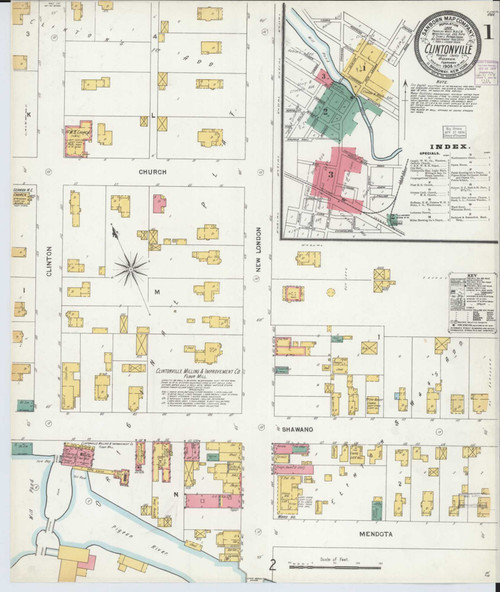 Clintonville Wisconsin 1904 - Fire Insurance Index - Old Map Reprint