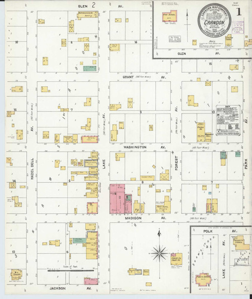 Crandon Wisconsin 1904 - Fire Insurance Index - Old Map Reprint