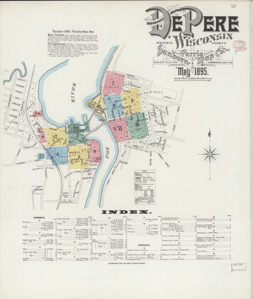 De Pere Wisconsin 1895 - Fire Insurance Index - Old Map Reprint