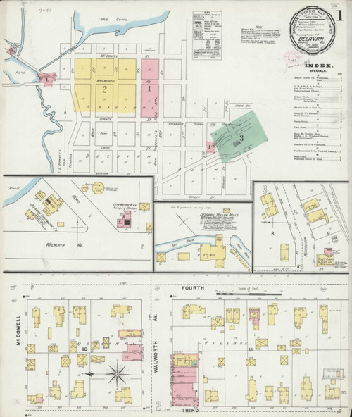 Delavan Wisconsin 1895 - Fire Insurance Index - Old Map Reprint