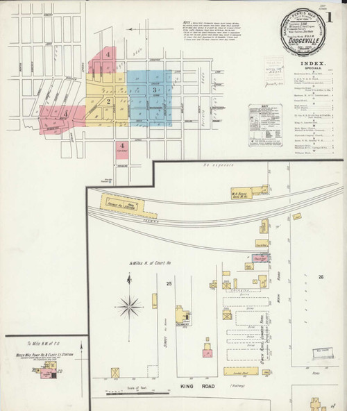 Dodgeville Wisconsin 1899 - Fire Insurance Index - Old Map Reprint