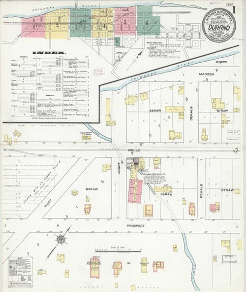 Durand Wisconsin 1910 - Fire Insurance Index - Old Map Reprint