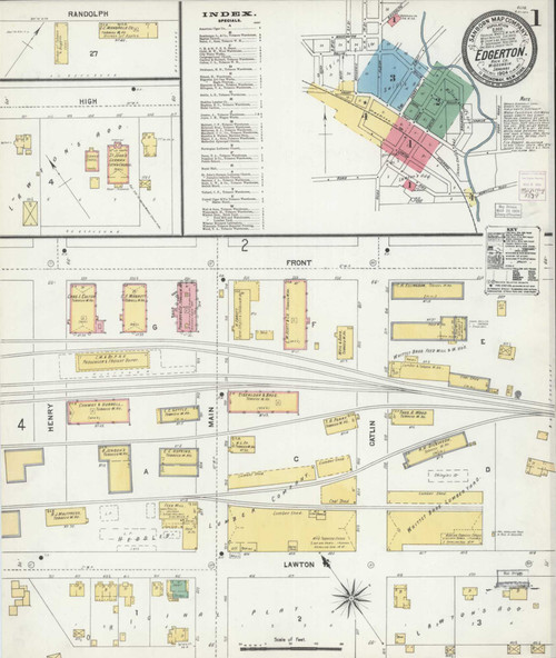 Edgerton Wisconsin 1904 - Fire Insurance Index - Old Map Reprint