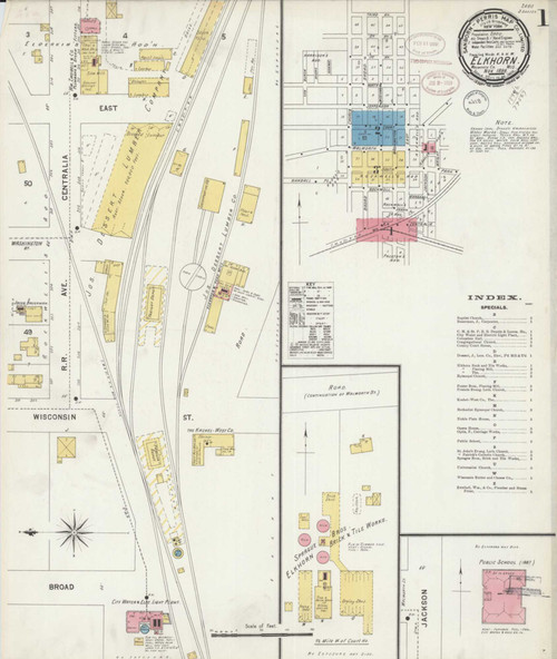 Elkhorn Wisconsin 1898 - Fire Insurance Index - Old Map Reprint