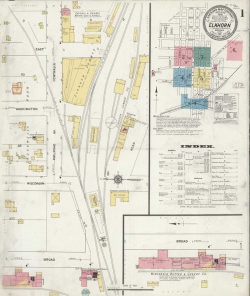 Elkhorn Wisconsin 1911 - Fire Insurance Index - Old Map Reprint